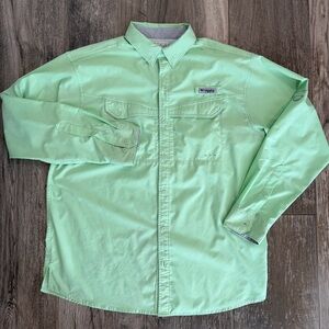 Columbia Men's Green Long Sleeve Fishing PFG Omni-Shade Shirt